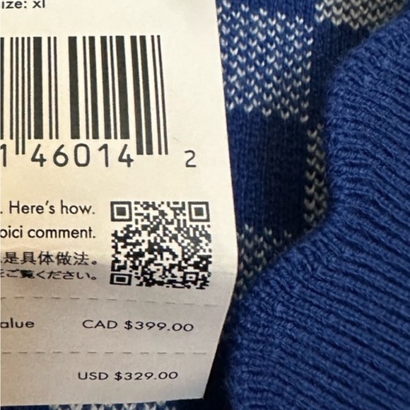 Brand new! Kate Spade Blue and White Checkered Women's Sweater. - Picture 6 of 6